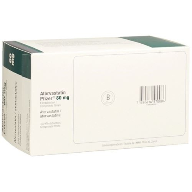 Atorvastatin Pfizer 80 mg 100 filmtablets Atorvastatin Pfizer 80 mg 100 filmtablets
