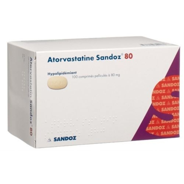 Atorvastatin Sandoz 80 mg 100 filmtablets Atorvastatin Sandoz 80 mg 100 filmtablets
