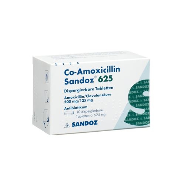 CO Amoxicillin Sandoz 625 mg 10 Disp tablets CO Amoxicillin Sandoz 625 mg 10 Disp tablets