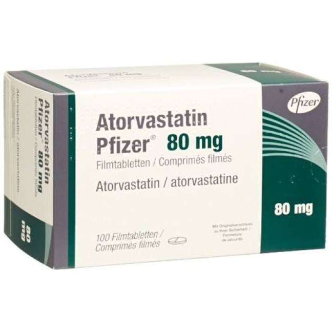 Atorvastatin Pfizer 80 mg 100 filmtablets Atorvastatin Pfizer 80 mg 100 filmtablets