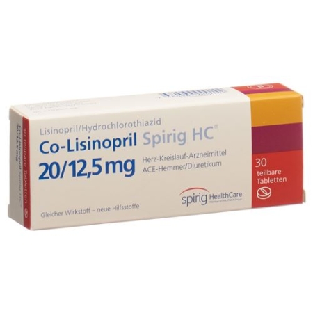 Co-lisinopril Spirig 20/12.5 mg 30 tablets Co-lisinopril Spirig 20/12.5 mg 30 tablets