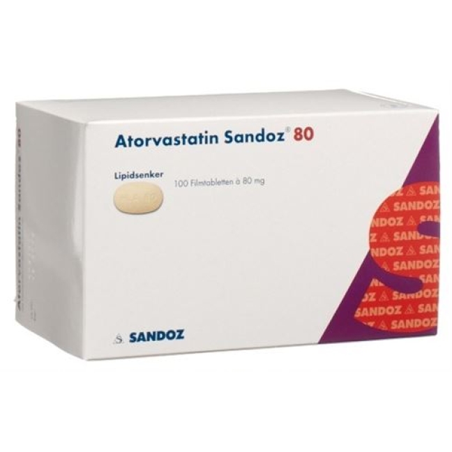 Atorvastatin Sandoz 80 mg 100 filmtablets Atorvastatin Sandoz 80 mg 100 filmtablets