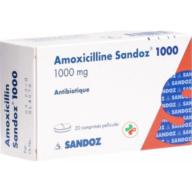 Amoxicillin Sandoz 1000 mg 20 filmtablets Amoxicillin Sandoz 1000 mg 20 filmtablets