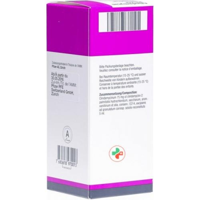 Clindamycin Pfizer 75 mg/5 ml Granulat 80 ml Clindamycin Pfizer 75 mg/5 ml Granulat 80 ml