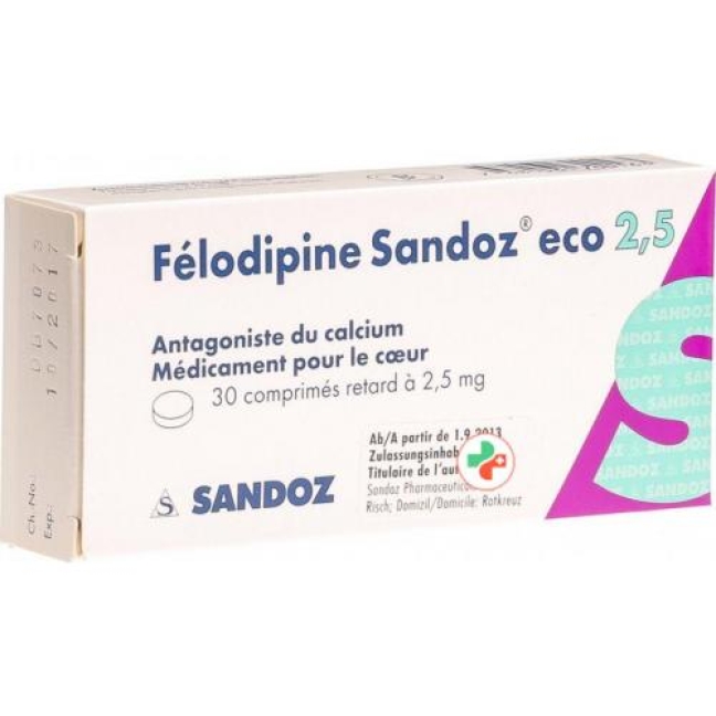 Felodipin Sandoz ECO Retard 2.5 mg 30 tablets Felodipin Sandoz ECO Retard 2.5 mg 30 tablets