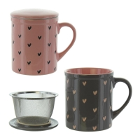 HERBORISTERIA Tasse Heart Grey&Rose mit Sieb HERBORISTERIA Tasse Heart Grey&Rose mit Sieb